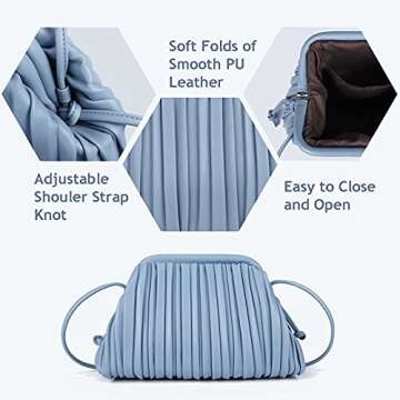 GLITZALL Clutch Purse and Dumpling Bag for Women,Designer Cloud Handbag and Ruched Bag with Detachable Shoulder Strap