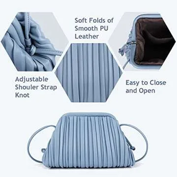 GLITZALL Clutch Purse and Dumpling Bag for Women,Designer Cloud Handbag and Ruched Bag with Detachable Shoulder Strap