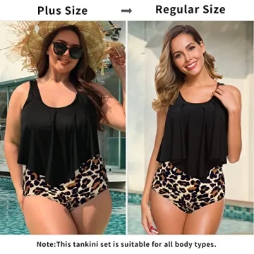 SuperPrity Womans Plus Size Bathing Suit Black Swimsuits - XXX-Large, Black Leopard