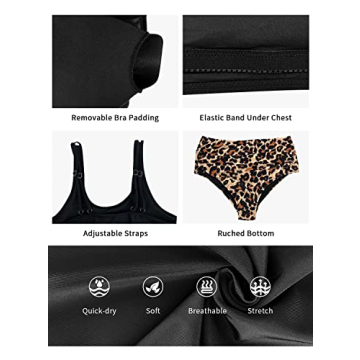 SuperPrity Womans Plus Size Bathing Suit Black Swimsuits - XXX-Large, Black Leopard