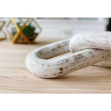 Mottled White Four Link Decorative Wooden Chain for Home Decor