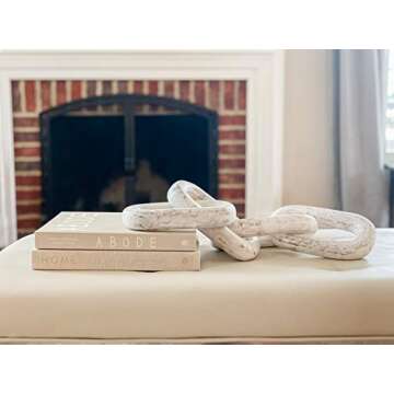 Mottled White Four Link Decorative Wooden Chain for Home Decor