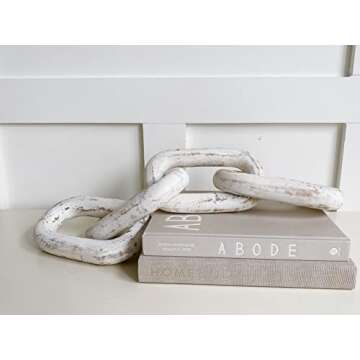 Mottled White Four Link Decorative Wooden Chain for Home Decor