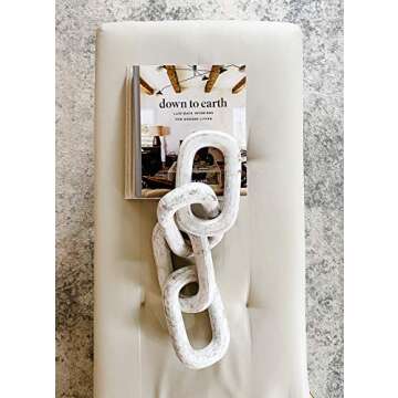 Mottled White Four Link Decorative Wooden Chain for Home Decor
