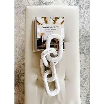 Mottled White Four Link Decorative Wooden Chain for Home Decor