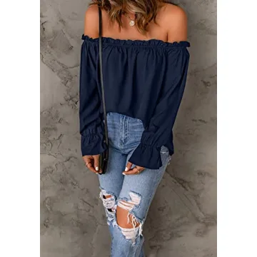 Stylish Spriolim Women's Off Shoulder Chiffon Tops