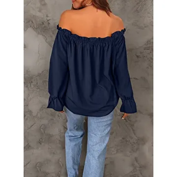 Stylish Spriolim Women's Off Shoulder Chiffon Tops