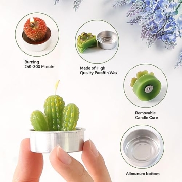 AiXiAng Cactus Candle Set 12Pcs for Parties