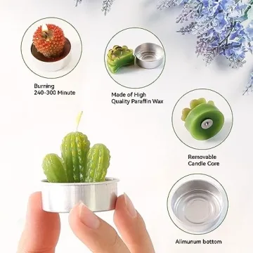 AiXiAng Cactus Candle Set 12Pcs for Parties