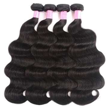 YISEA Body Wave Bundles Human Hair 4 Bundles (22 20 18 16 inches) 12A Brazilian Virgin Human Hair Bo...