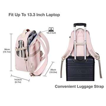 BAGSMART Camera Backpack, DSLR SLR Canvas Camera Bag Fits 13.3 Inch Laptop Water Resistant with Rain Cover Tripod Holder,for Men Women,Canvas Pink