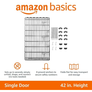Amazon Basics Foldable Pet Exercise Playpen - Large & Versatile