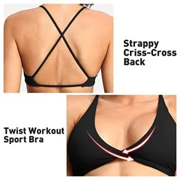 YEOREO Coral Sports Bras for Women Criss-Cross Back Padded Workout Thin Straps Bra Running Yoga Bra Casual Crop Tops