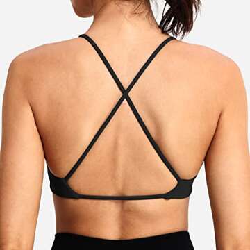 YEOREO Coral Sports Bras for Women Criss-Cross Back Padded Workout Thin Straps Bra Running Yoga Bra Casual Crop Tops