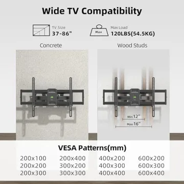 Full Motion TV Wall Mount for 37"-86" Flat Screens