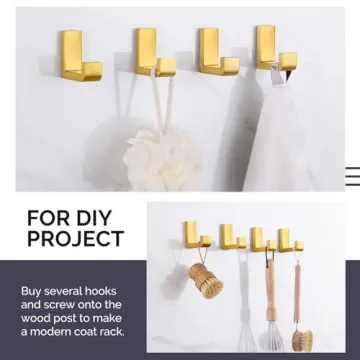 Angle Simple Bathroom Towel Hook in Gold - 304 SS