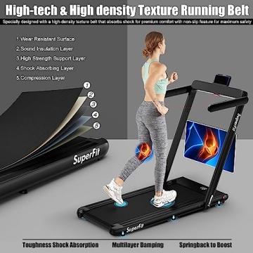 GoPlus 2-in-1 Folding Treadmill for Home Office Use