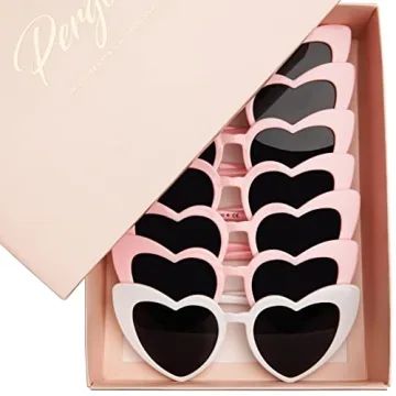 Pergozo Pink Heart Sunglasses Set for Bachelorette Parties