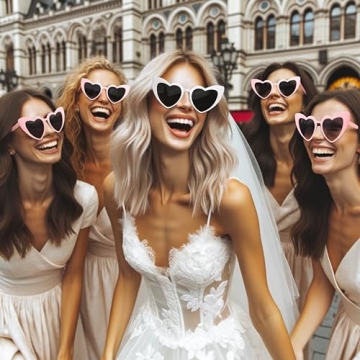 Pergozo Pink Heart Sunglasses Set for Bachelorette Parties