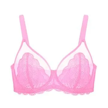 HSIA Minimizer Bra for Women - Plus Size Lace Bra Womans Full Coverage Bras Unlined Underwire Bra for Heavy Breast