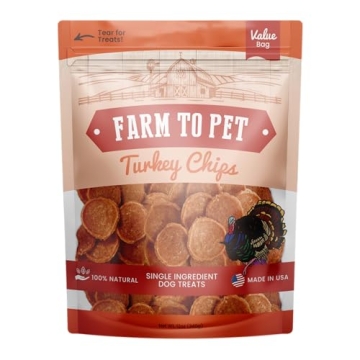 Farm To Pet Dog Training Treats - Turkey Chips, Single Ingredient, Lean, All Natural, Healthy Dog Tr...