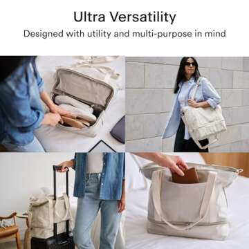 Lo & Sons Catalina Deluxe Tote - Spacious Canvas Travel & Everyday Bag With Shoe Compartment, Luggage Sleeve, Padded Strap | Versatile Durable Bag For Women, Men for Weekend, Hospital, Gym, Carry On