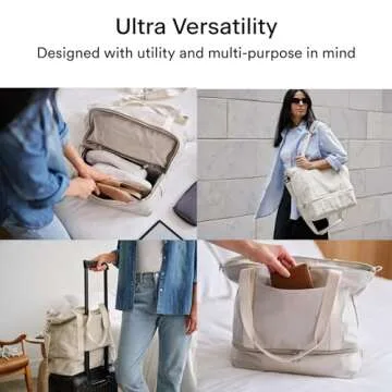 Lo & Sons Catalina Deluxe Tote - Spacious Canvas Travel & Everyday Bag With Shoe Compartment, Luggage Sleeve, Padded Strap | Versatile Durable Bag For Women, Men for Weekend, Hospital, Gym, Carry On