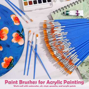 126 Pcs Small Paint Brushes Bulk, Kids Paint Brushes with Flat and Round Pointed Paint Brushes Set, Craft Brushes for Classroom Acrylic Oil Watercolor Canvas Face Painting