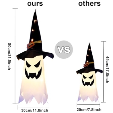 AECCN Halloween Outdoor Glowing Ghost Witch Hat Set