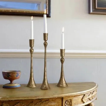 Vintage Cast Iron Taper Candle Holder Set of 3 Decorative Stands