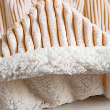 DISSA Sherpa Blanket Fleece Throw – 51x63, White Orange – Soft, Plush, Fluffy, Fuzzy, Warm, Cozy, Thick – Perfect for Couch, Bed, Sofa, Chair - Reversible Throw Blanket