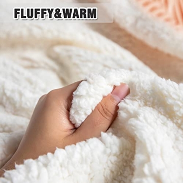 DISSA Sherpa Blanket Fleece Throw – 51x63, White Orange – Soft, Plush, Fluffy, Fuzzy, Warm, Cozy, Thick – Perfect for Couch, Bed, Sofa, Chair - Reversible Throw Blanket