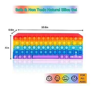 Push Toy Pop Bubble Fidget Sensory Toys Push It Pop Fidget Toys Rainbow Keyboard Shape, Pop Silicone...