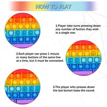 Push Toy Pop Bubble Fidget Sensory Toys Push It Pop Fidget Toys Rainbow Keyboard Shape, Pop Silicone Popper Toy Anxiety Stress Reliever Relief Autism Learning Materials Game Gift for Kids (Rainbow)