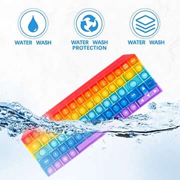 Push Toy Pop Bubble Fidget Sensory Toys Push It Pop Fidget Toys Rainbow Keyboard Shape, Pop Silicone Popper Toy Anxiety Stress Reliever Relief Autism Learning Materials Game Gift for Kids (Rainbow)