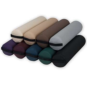 EARTHLITE Massage Bolster Pillow Full Round – Durable, Easy to clean 100% PU Upholstery incl. Strap Handle/Professional Quality CFC-FREE/Back Pain Relief, Amethyst