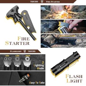Gifts for Men Dad Husband Him, Survival Kit, Emergency Survival Gear and Equipment 14 in 1, Anniversary Birthday Gifts for Him Boyfriend, Hunting Fishing Camping Accessories, Cool Gadget