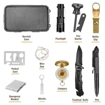 Gifts for Men Dad Husband Him, Survival Kit, Emergency Survival Gear and Equipment 14 in 1, Anniversary Birthday Gifts for Him Boyfriend, Hunting Fishing Camping Accessories, Cool Gadget