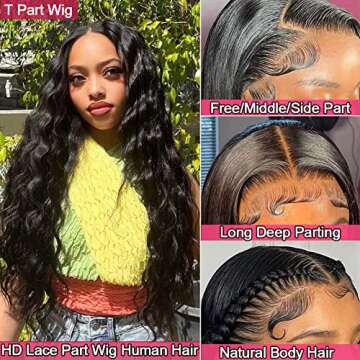 JIETAI T-Part Loose Deep Wave Lace Front Wigs Human Hair Pre Plucked 150% Density Brazilian Virgin Human Hair Wigs for Black Women 13x6x1 Lace Closure Wigs with Baby Hair(18 inch, T-Part wig)…