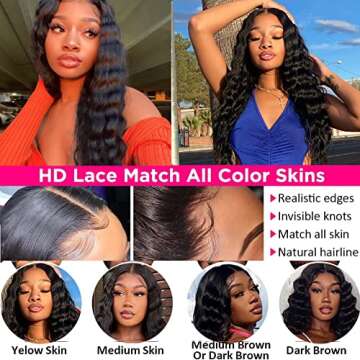 JIETAI T-Part Loose Deep Wave Lace Front Wigs Human Hair Pre Plucked 150% Density Brazilian Virgin Human Hair Wigs for Black Women 13x6x1 Lace Closure Wigs with Baby Hair(18 inch, T-Part wig)…