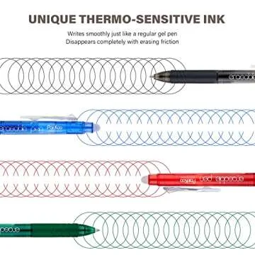 ParKoo Retractable Erasable Gel Pens Clicker Fine Point 0.7 mm, No Need for White Out, Black Ink for Completing Sudoku and Crossword Puzzles, 12-pack