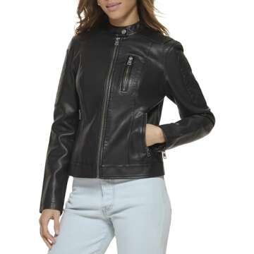 Levi's Women's Faux Leather Motocross Racer Jacket - Stylish & Comfortable