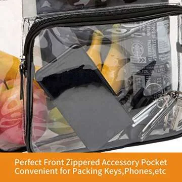 BAGAIL Clear BagStadium Approved Tote Bag with Adjustable Shoulder Strap(Black)