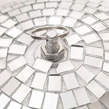 Boshen 2 Pack 8" Disco Mirror Ball with Hanging Ring Silver Party Disco Ball Light for Party Xmas DJ Stage Lighting Effect