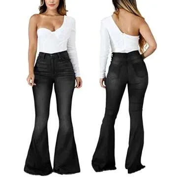 Shop vunahzma Women Black Bell Bottom Jeans for Style