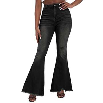 Shop vunahzma Women Black Bell Bottom Jeans for Style