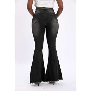 Shop vunahzma Women Black Bell Bottom Jeans for Style