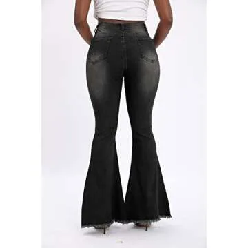 Shop vunahzma Women Black Bell Bottom Jeans for Style