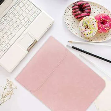 Allinside 13-13.3" Laptop Sleeve Compatible with MacBook Pro 14 2021 M1 (A2442)/ MacBook Air 13 2010-2017/ MacBook Pro 13 2010-2016, PU Leather Laptop Case, Pink