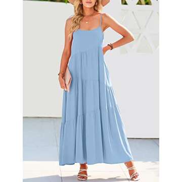 ANRABESS Women Summer Casual Loose Sleeveless Sundress Spaghetti Strap Flowy Boho Linen Beach Vacati...